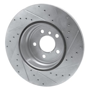 BMW X5 Brake Rotor (1) - Rear Left - R1 Concepts - Drilled & Slotted - Silver - `07-`19